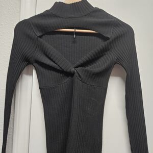 Zara Black Ribbed Knit Sweater